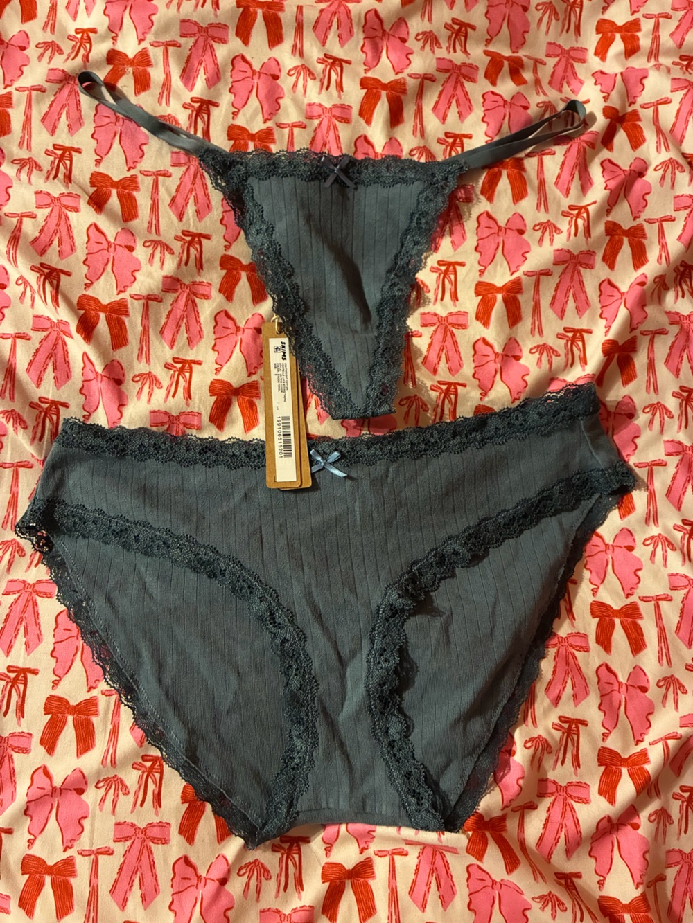 Lace-Trim Seamless Bikini Panty - Slate Blue